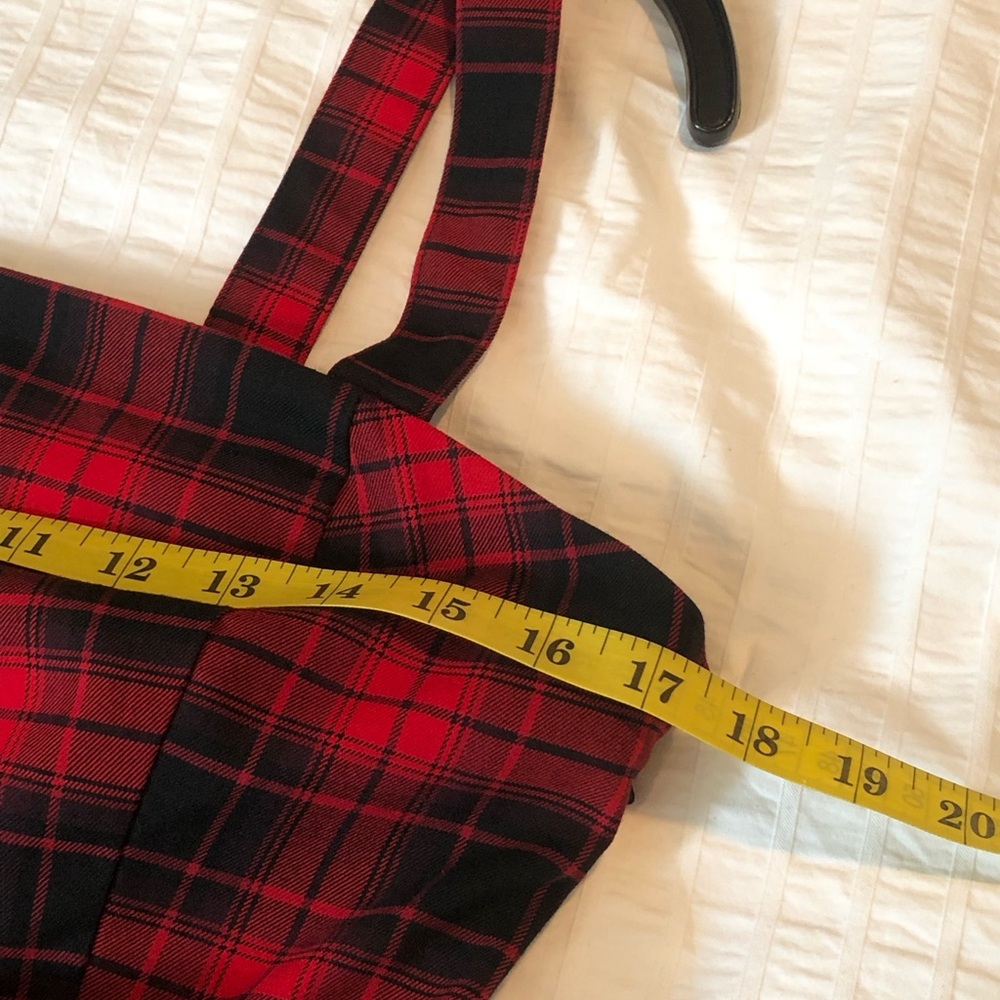 H&M Red and Black Plaid Midi Dress with Belt - Picture 5 of 6